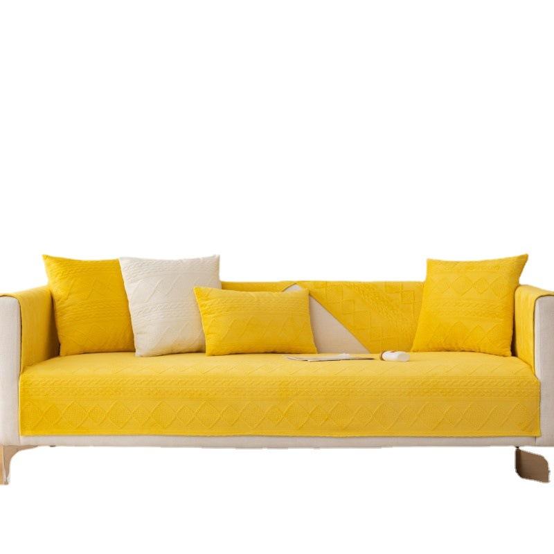 Plush Sofa Cushion Winter New Thickened Milk Velvet Anti-skid Cushion Modern Simple Rhombus Sofa Cover Cover