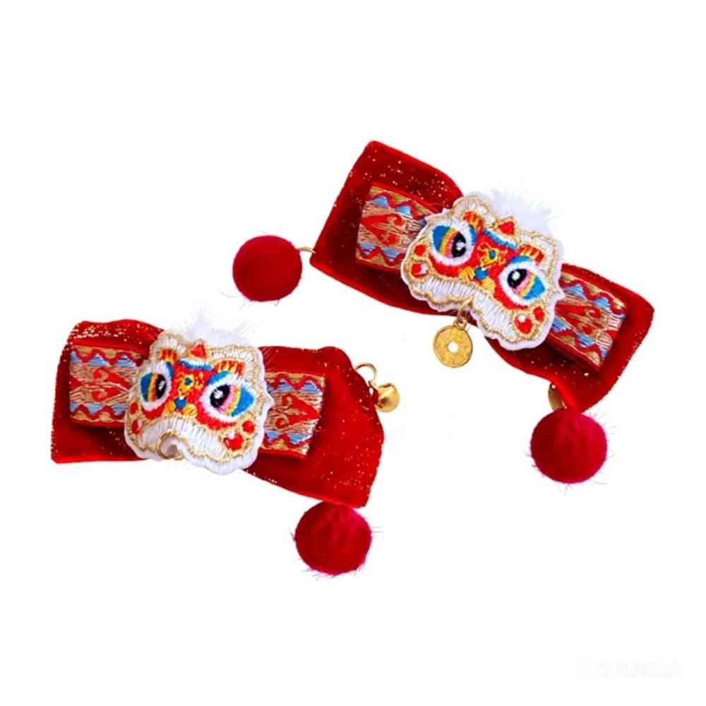 Tassels Chinese Tassel Bow Hairpin Lion Dance Flocking Hair Clip  Masquerade Party