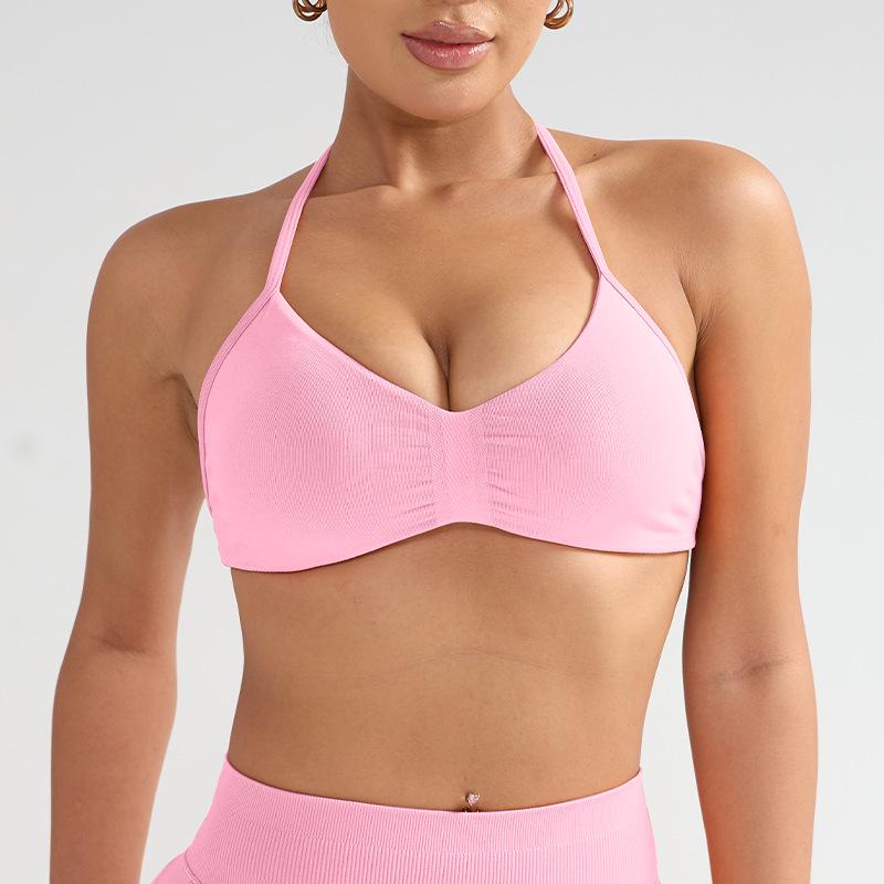 Dfyne Stoßfester Neckholder-Sport-BH mit Brustpolster - High-Intensity-Yoga-Camisole für Damen
