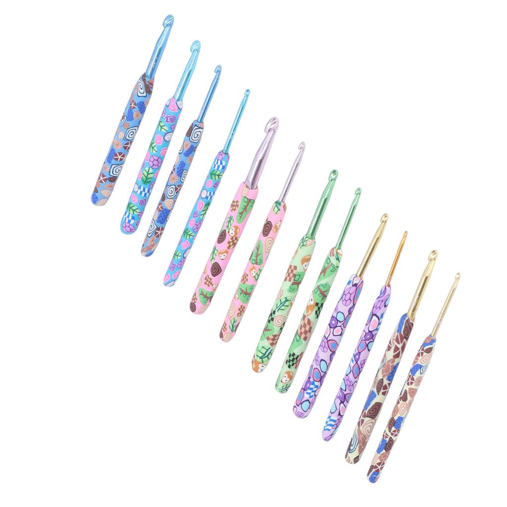 12Pcs Crochet Hooks Ergonomic Soft Handle Aluminum Crochet Needle Kit for Beginners for Crochet