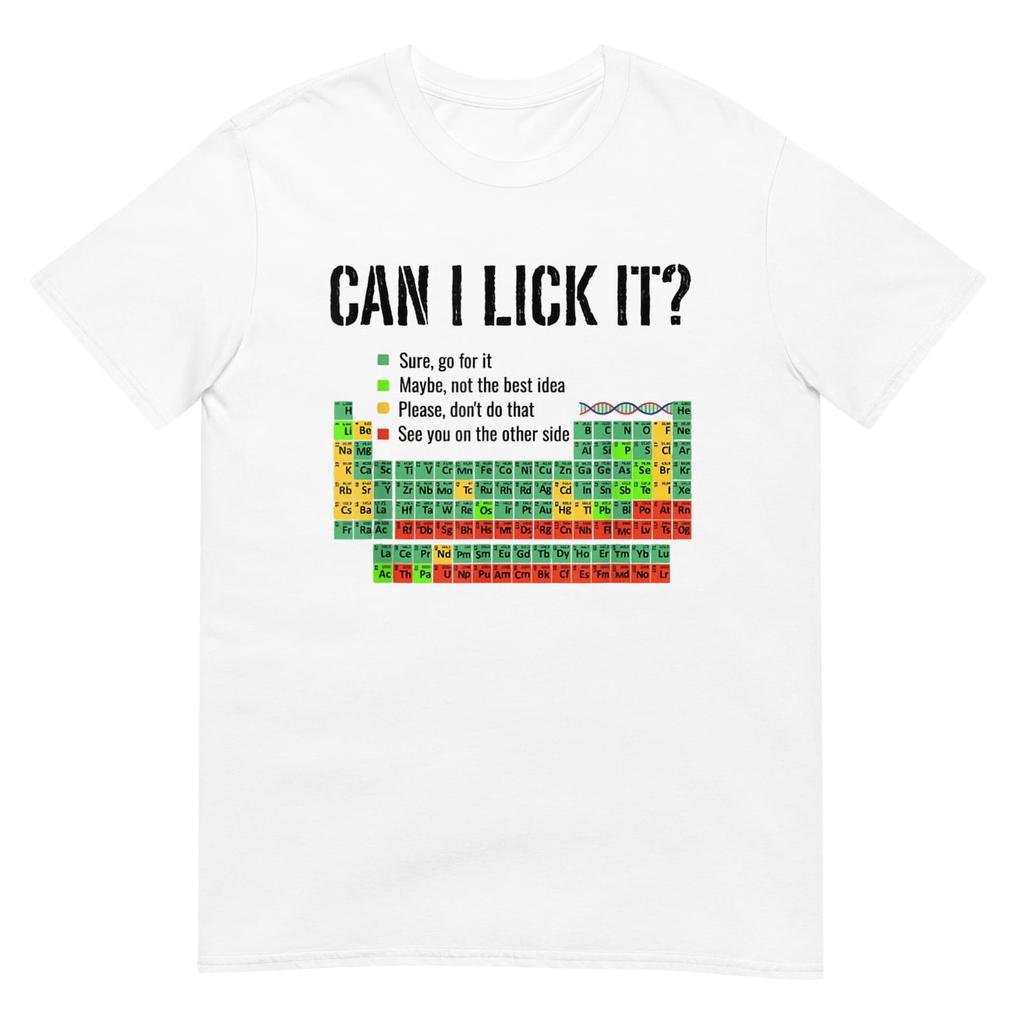 Can I Lick It Periodic Table T Shirt, Funny Science Tee, Casual Wear for Nerds, Geek Gift for Chemistry Lovers