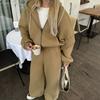 Dámská Oversized Mikina s Kapucí Široké Kalhoty Set Ležérní Streetwear Outfit Podzim Zima