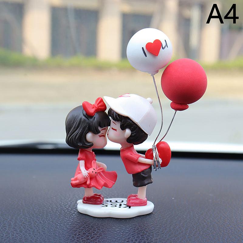 Cute Kiss Couple Car Interior Decoration Action Figures Auto Rearview Mirror Dashboard Ornaments Gift Home Desktop Decor