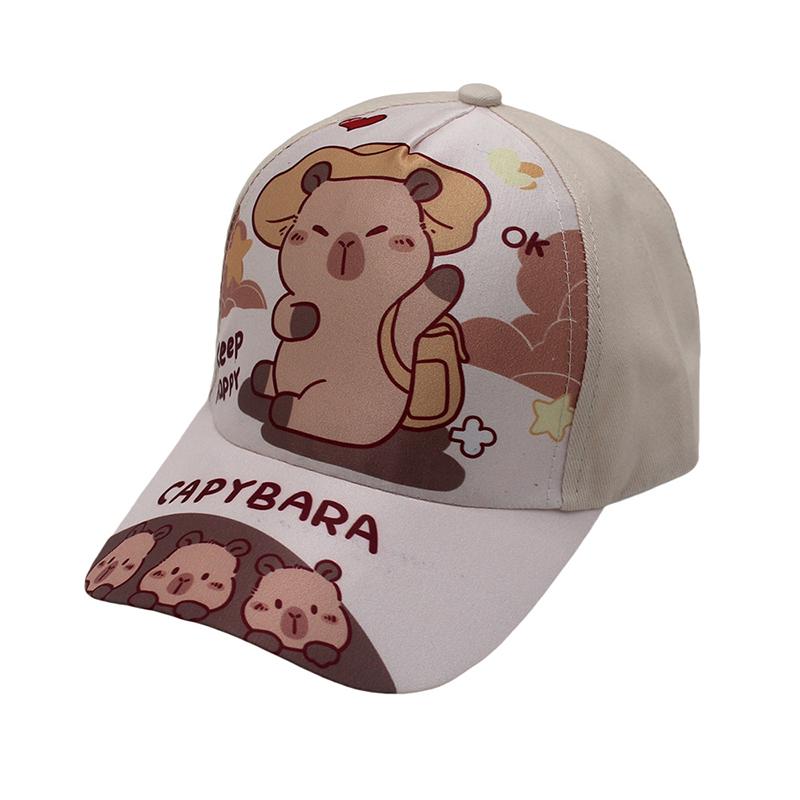 Cartoon Printed Capybara Children Baseball Hat Fashion Versatile Hat For Boys Girls Cute Outdoor Sunshade Peaked Cap Gifts