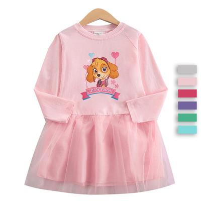 Paw Patrol Girls' Long Sleeve Princess Mesh Dress - Stylish Spring/Autumn Skirt for Kids