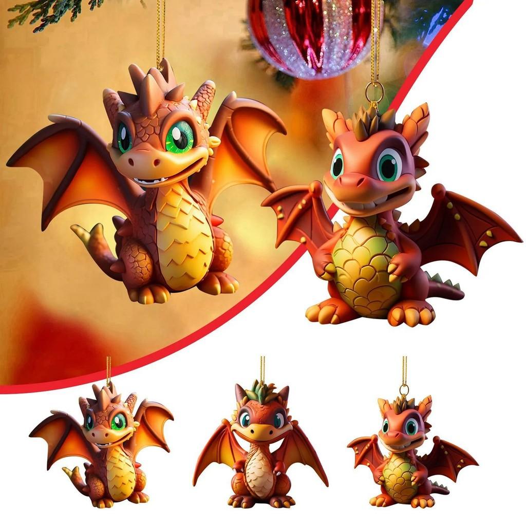 Cartoon Style Christmas Dragon Baby Hanging Decor For Festive Car Accessories