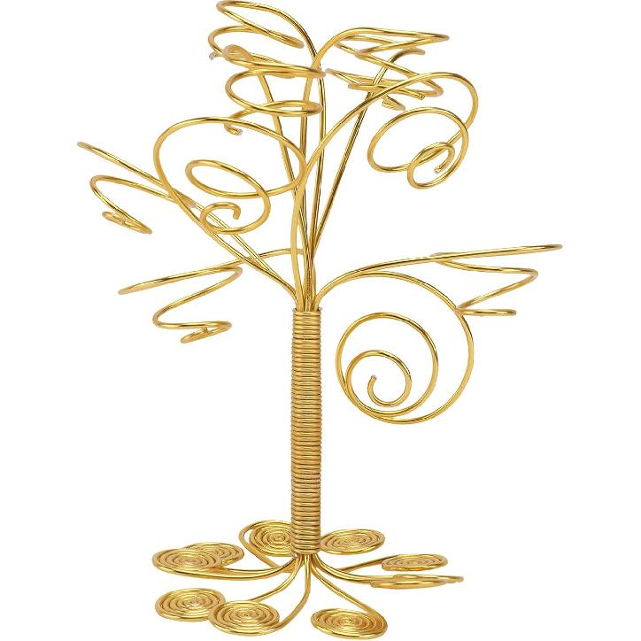 Cabilock Display Frame Air Plant Holder Stand Aluminum Tree Shaped Plant Display Rack Metal Plant Stand Planter Shelf Flower Pot Container Golden