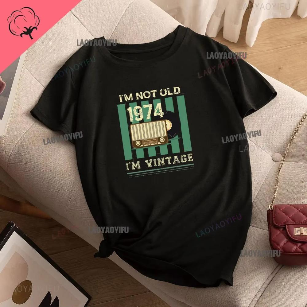 Vintage Funny Made in 1974 All Original Parts T Shirt Graphic Streetwear Short Sleeve Birthday Gifts Summer Cotton Tshirt Men