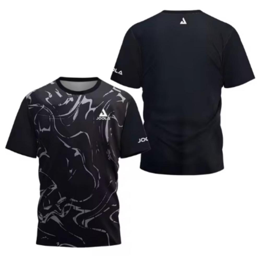 New Men's T-shirt Summer Fashion Table Tennis Flower Printed Short Sleeved Badminton Tennis Quick Drying Short Sleeved Men'