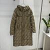 Womens Mid-Length Down Coat With Hood Slim Fit Knee-Length Lightweight Warm Outerwear In Black Beige Coffee Forest Green