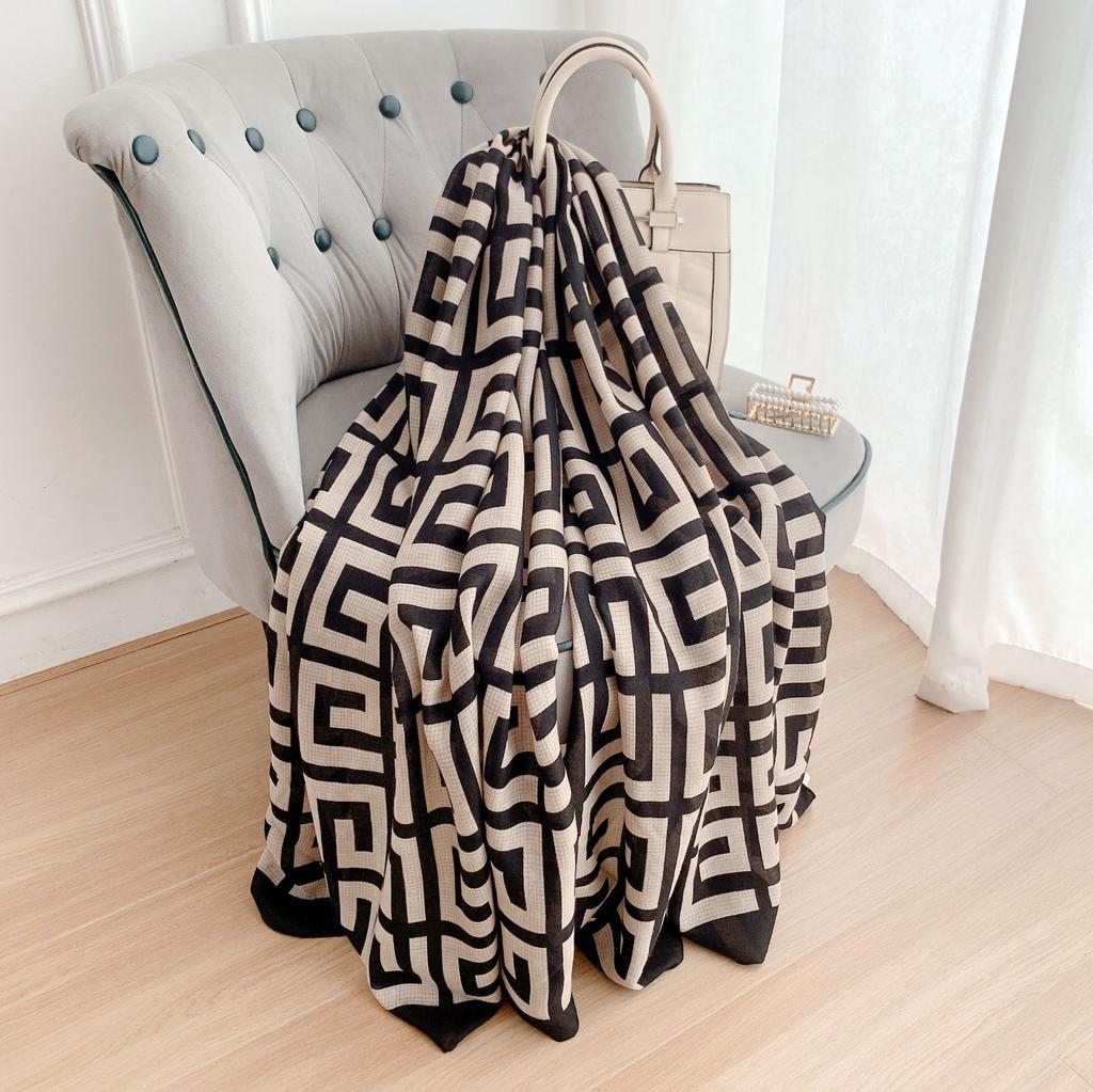 Silk scarf women's spring and autumn style foreign style fashion winter linen yarn oversized shawl dual-purpose versatile thin cotton and linen scarf