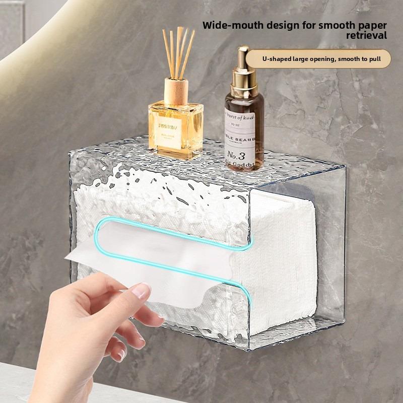 Face Towel Storage Box, Wall-mounted Tissue Box, Household Bathroom and Kitchen Upside-down Tissue Box