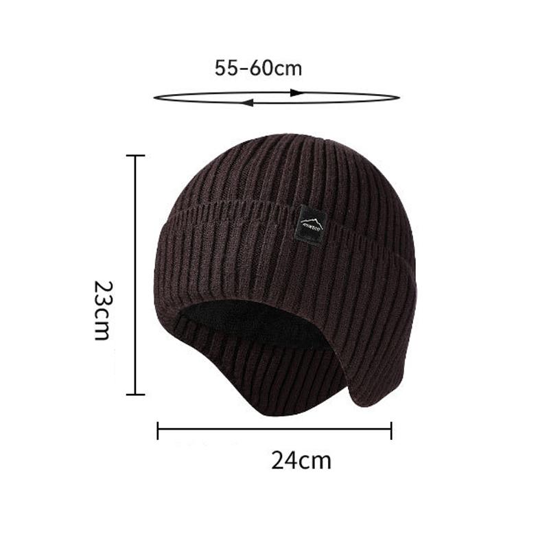 Autumn Winter Knitted Hat Velvet Thick Warm Outdoor Windproof Cold Ear Protection Wool Hat