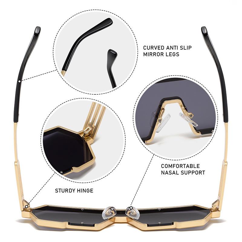 Retro Steampunk Mens Sunglasses Polygonal Frame Vintage Street Fashion High End Sunglasses for Men