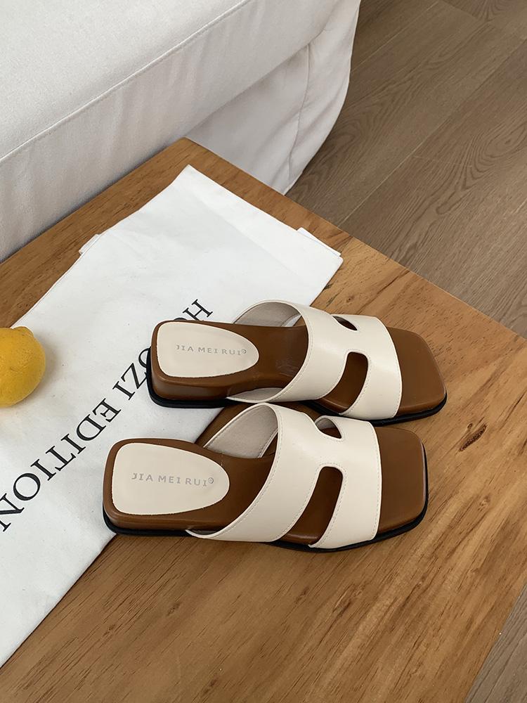 Fashion Open-toe Sandals Women Summer New Thick Heels for Women's Low-heeled Fashion Outdoor Slippers Beach Flip Flops Female Slides