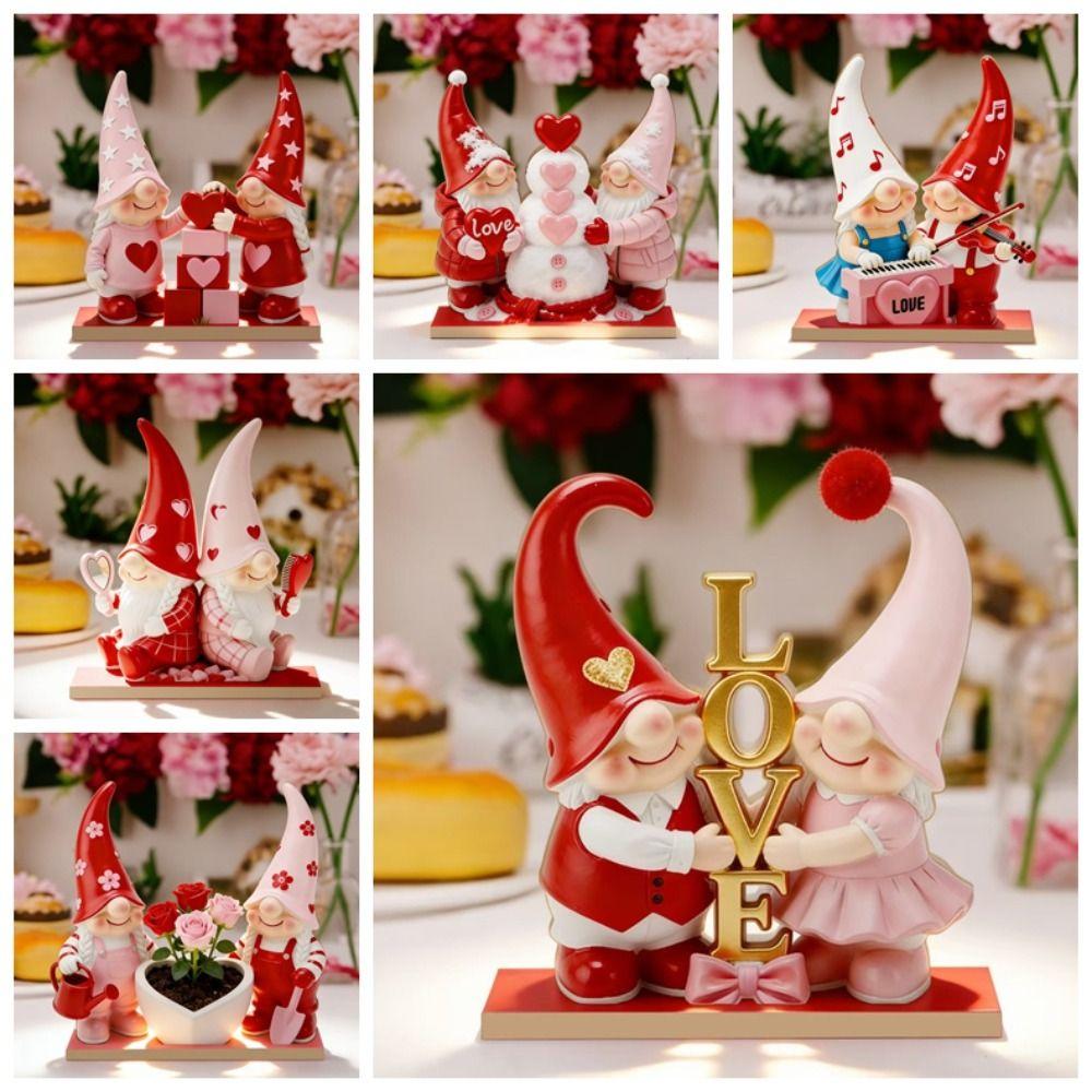 5D Valentine's Day Elf Ornament Wooden Valentine's Day Decoration Dwarf Elf Ornament  Home Decor