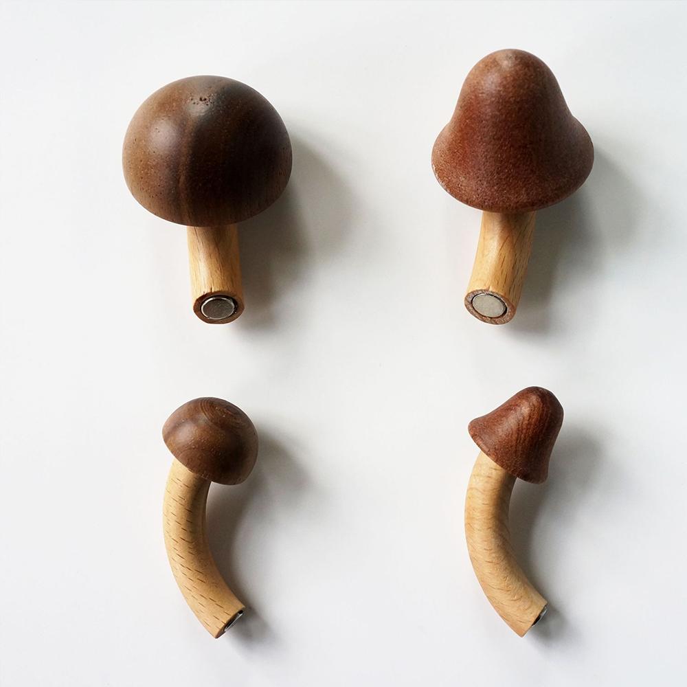 Mushroom Wooden Fridge Magnet Refrigerator Magnet Handmade 3D Solid Wood Magnet Fridge Magnets Magnetic Kitchen Decor Gift Room