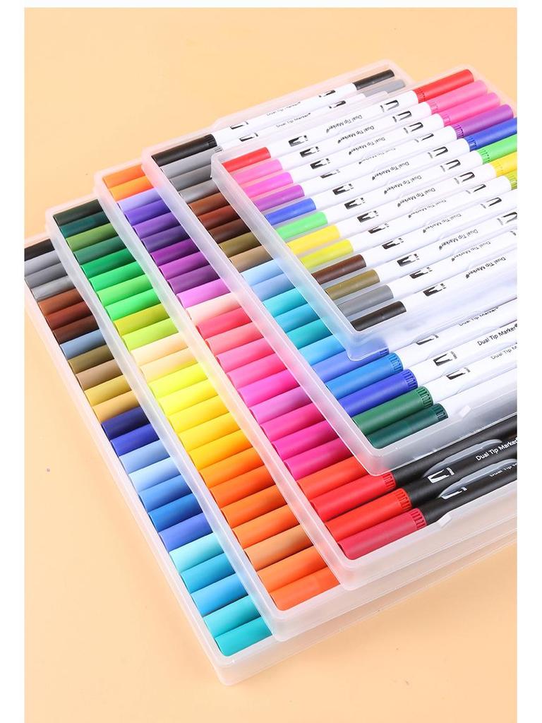 Giorgione Double-Ended Water-Based Fineliner Brush Pens: 24 & 80 Washable Colors
