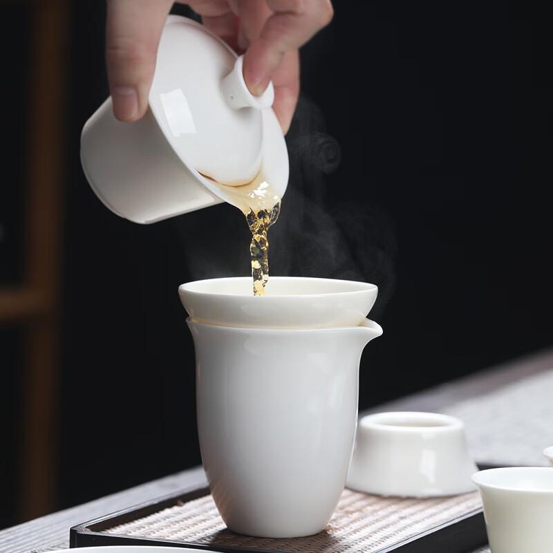 Mutton-Fat Jade White Porcelain Kung Fu Tea Set
