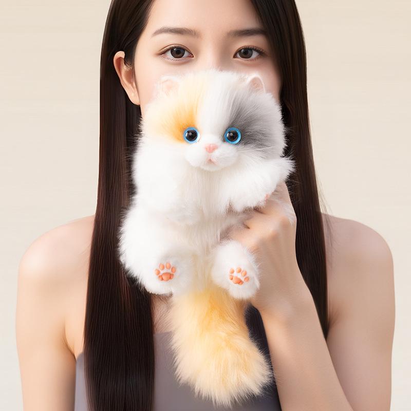 Cute Plush Cat Doll Pendant Keychain Girl Backpack Simulated Animal Stuffed Toy Couple Bag Hanging Decorative Gift