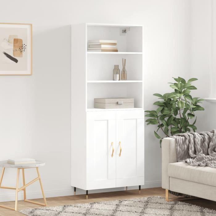 VidaXL Buffet haut Blanc 69,5x34x180 cm Bois d'ingénierie 3189933