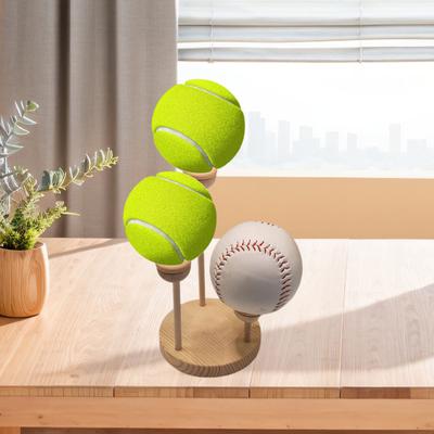 1 Set Wooden Baseball Display Stand 3 Balls Show Holder Multifunction Tennis Golf Sports Balls Base Desktop Rack Baseball Enthusiast Gift