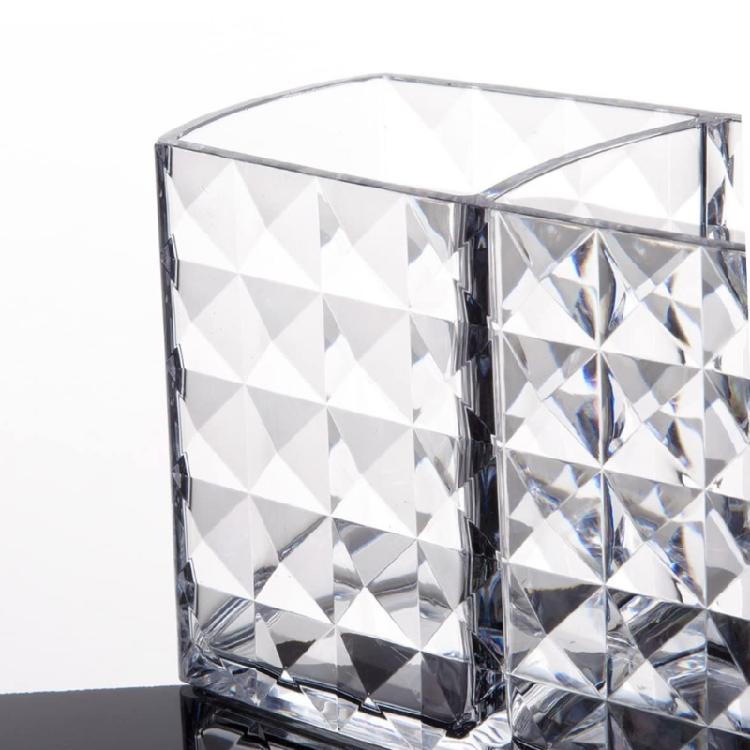 Hygienic Cosmetic Brush Storage Bin Spacious Interior Durable Materials Ideal For Organized Bathroom Countertop Display