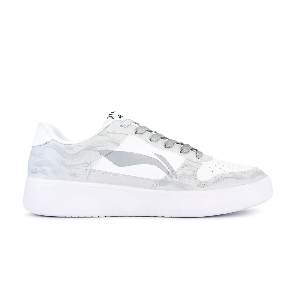 Li Ning Floating Boat Abrasion Resistant Slip Resistant Low top Skateboard Shoes Men's Gray White AGCS419-1(team1723-L)