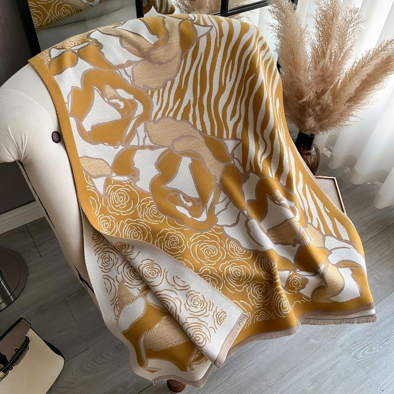 

Korean & japanese style cashmere scarf - women s new autumn/winter elegant thickened warm shawl 185*65cm жёлтый