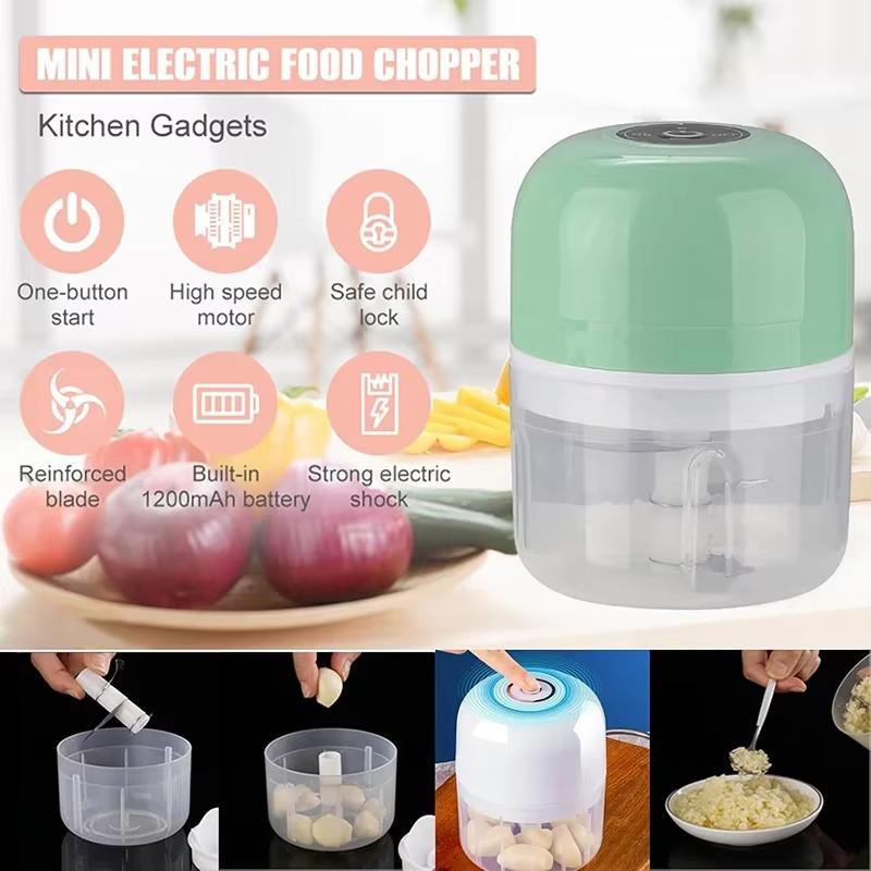 260ML Electric Garlic Mincer, USB Rechargeable Mini Food Chopper, Portable Vegetable Grinder for Garlic, Chili, Meat & Baby Food, Kitchen Gadget