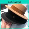 British Style Flat Top Hat With Wool Felt Material And Wide Brim For Winter Fashion