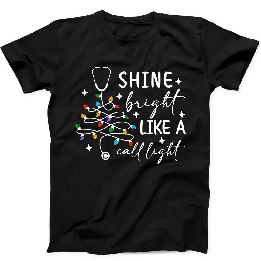 

Christmas Tree Lights Doctor Nurse Funny Gift Black Tee T Shirt 206 XL