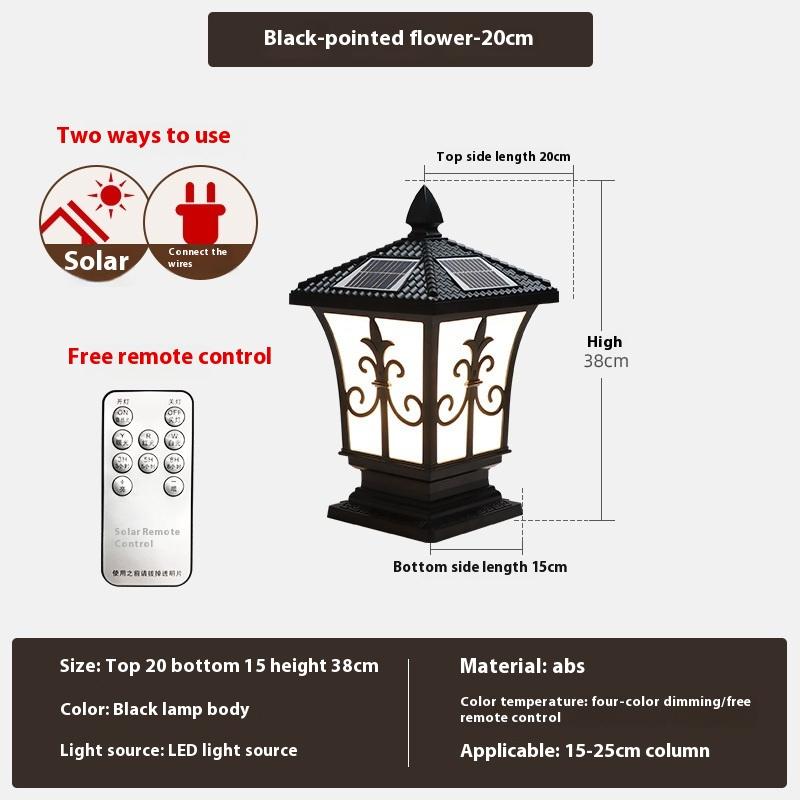 Solar Stigma Lamp Led Waterproof Outdoor Courtyard Doorstack Garden Fence Decor Villa Gate Pillar Wall Lamp Landscape