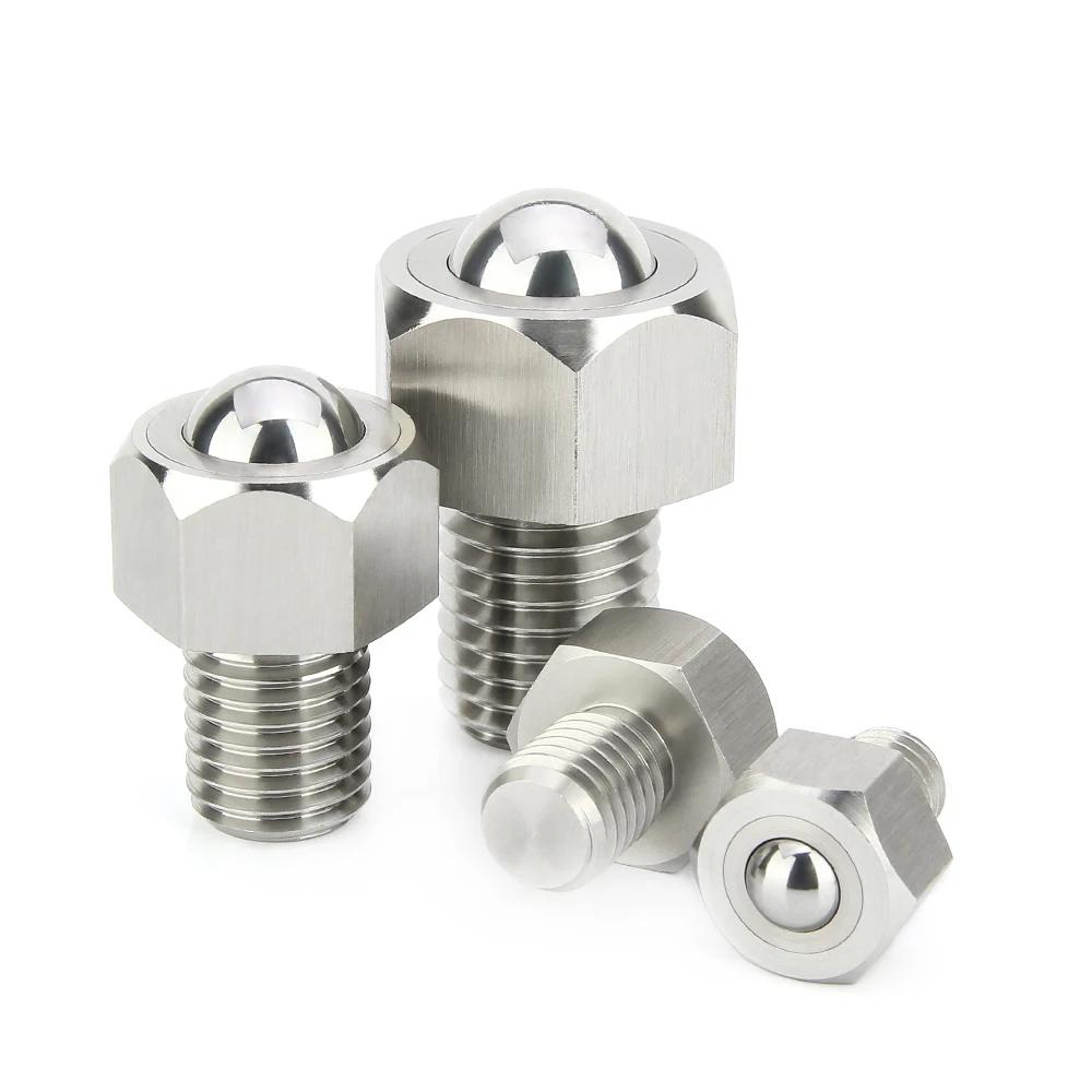 1pc Stainless Steel/POM Main Ball Conveyor Rollers Threaded Ball Rotated Freely Ball Transfer Units Hexagon Cap Ball Plunger