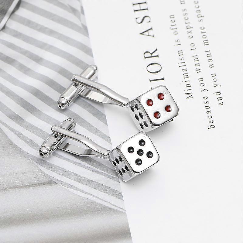Korean style accessories, high-quality French-style cufflinks for men, unique 3D silver dice cufflinks P1039