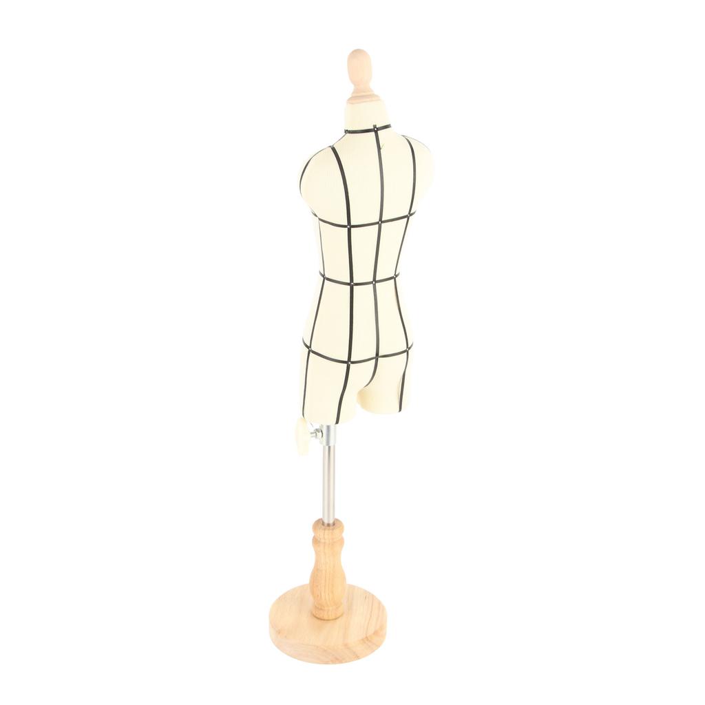 Miniature Dress Form with Stand Wood Base Sewing Mannequin Body Clothing Display Model for Dressmaking and Teaching