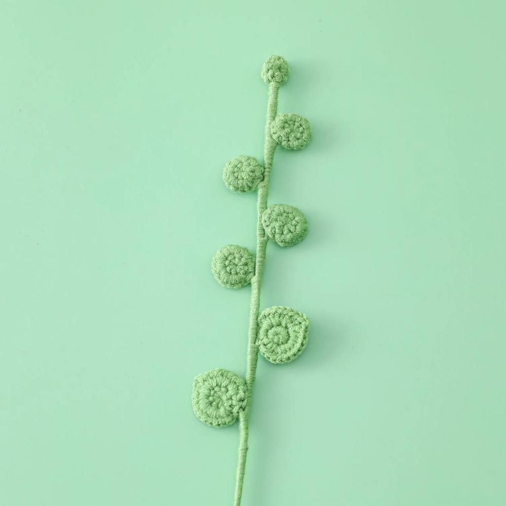 1pc Crochet Leaves Knitted Eucalyptus Leaves Handmade Knitting Plant Artificial Plant for Flower Vase Home Decor