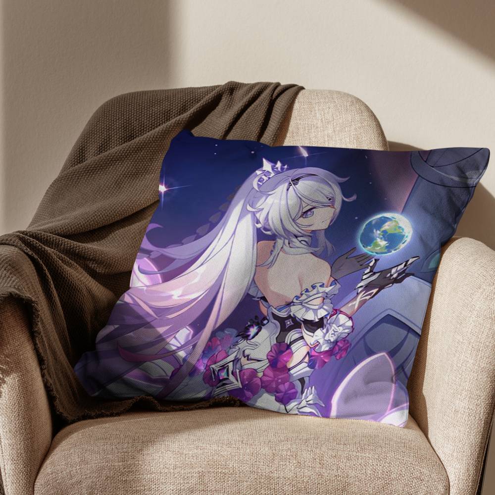 

Kiana Kaslana Elysia Honkai Impact Pillow Case Antidustmite Pillowcase Invisible zipper silky short plush Sofa cushion cover 30x30cm