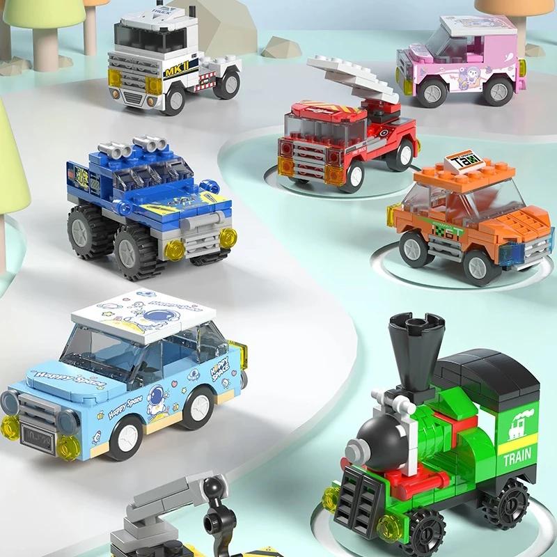 Different Kinds Small Particle Building Blocks for City Vehicles, Cars, Cranes, Fire Trucks, Puzzle Toys, Holiday Gifts for Boys