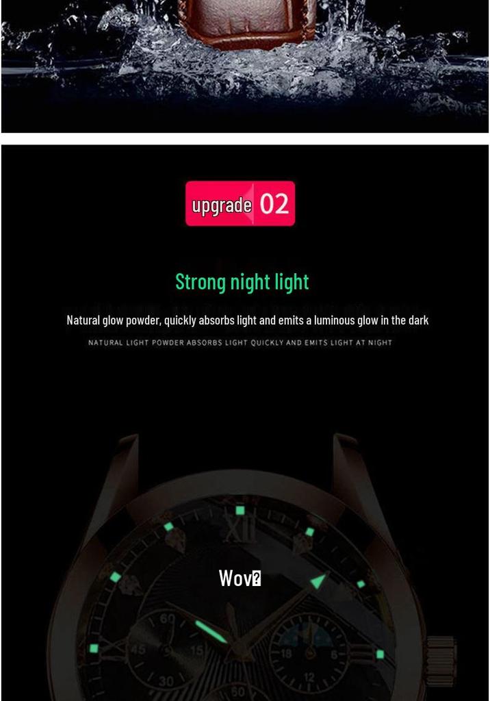 WOVE Trendy Men's Quartz Multifunctional Luminous Steel Band Wristwatch