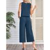 Women Summer Casual Sleeveless Vest Wide Leg Cropped Pants Two Piece Set