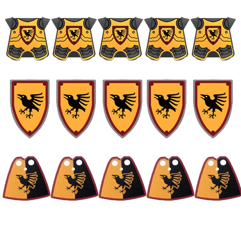 MOC Medieval Building Blocks Soldier Figures Weapons Accessories Armor Shield Flag Transport Ox Horse Mini Brick Toy Gift X010