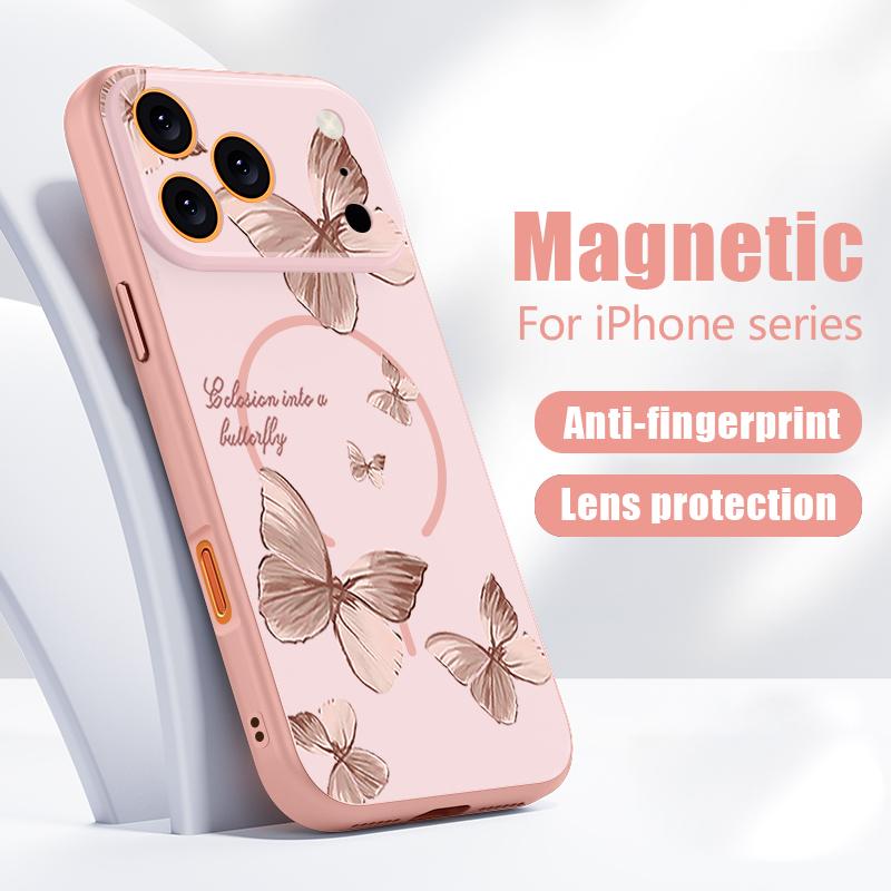 Butterfly Bowknots Pattern Case For iPhone 17 Pro Max Funda iPhone 16 15 14 13 Pro Max Magnetic For Magsafe Hybrid Slim Matte Cover