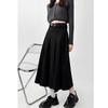 Women's Plus Size High Waist A-Line Woolen Pleated Skirt for Pear Shape, Mid-Length, Slimming Hips Cover