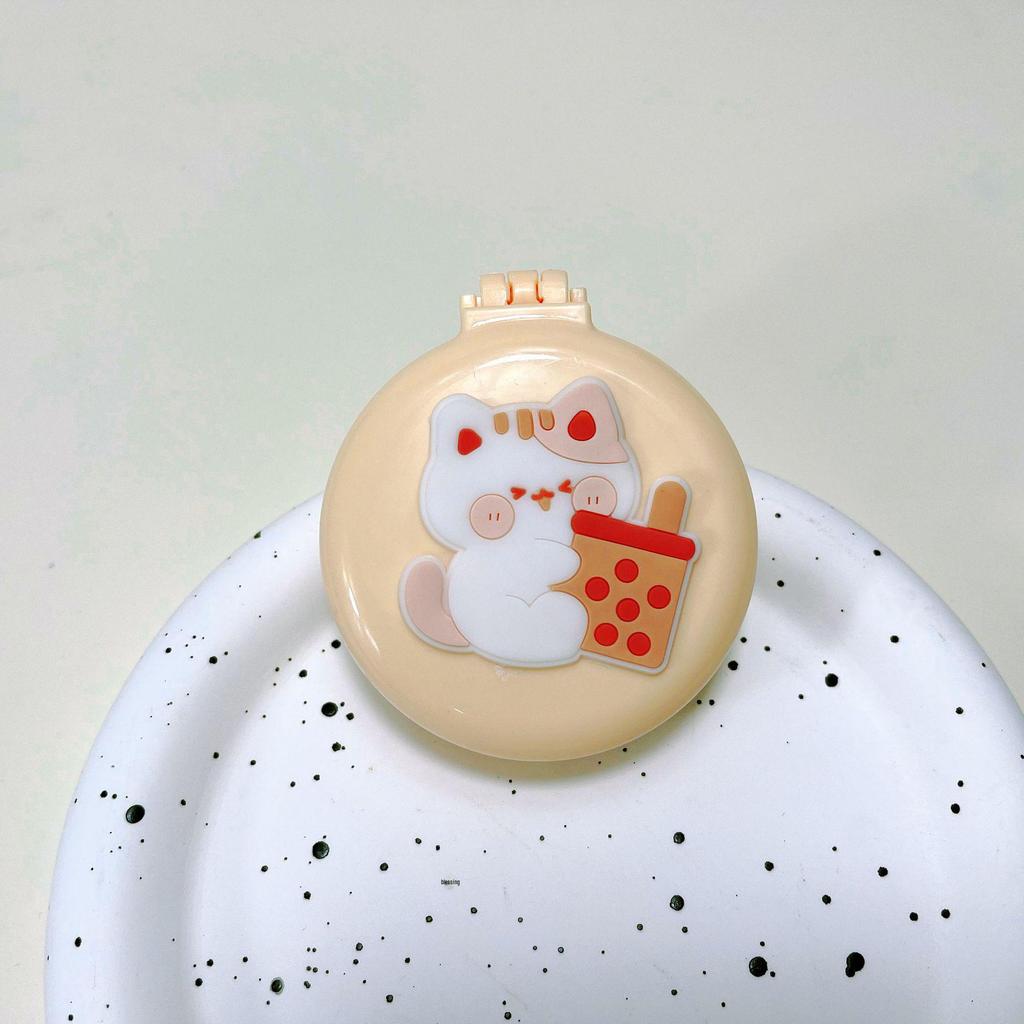 Cute Cartoon Foldable Airbag Comb with Mirror - Portable for Children, Cream Wind Design