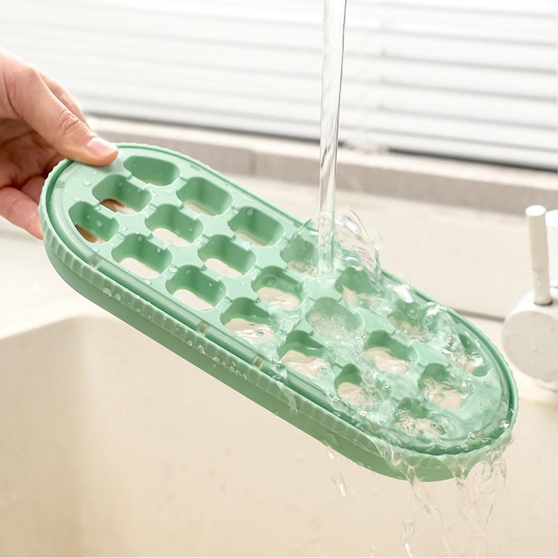 Eiswürfelform mit Deckel Eiswürfelbereiter Form für Gefrierschrank Leichtes Entnehmen Küchenzubehör für Getränke Whiskey Wodka Tequila Cocktails