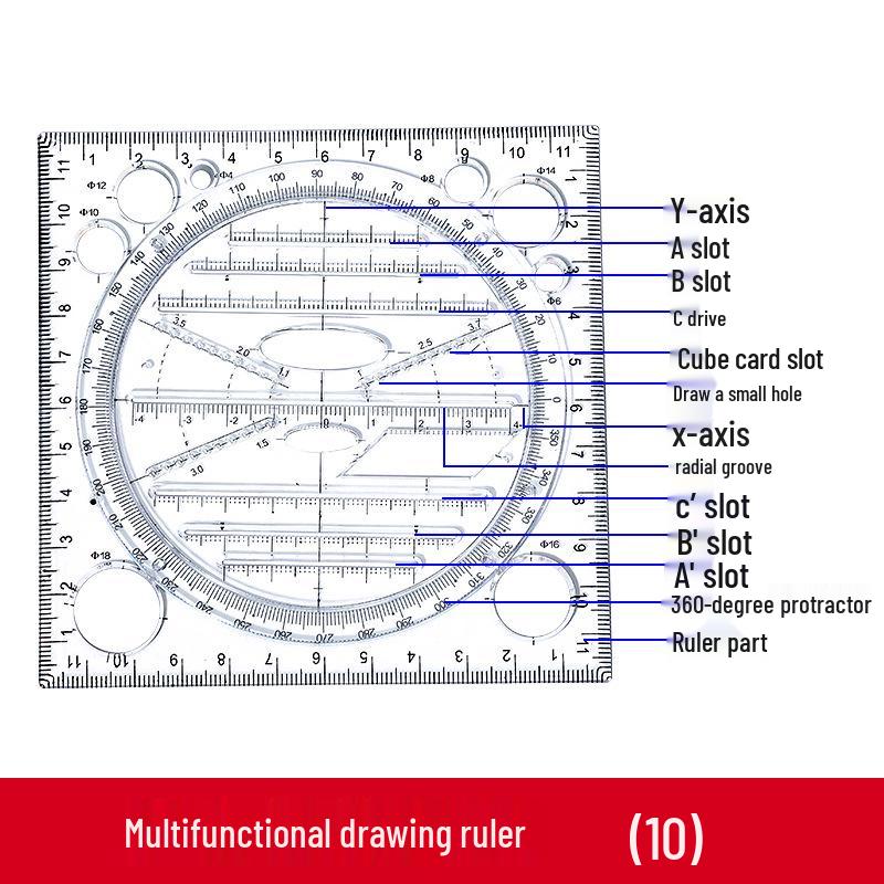 Multifunctional Geometric Drawing and Circle Template Ruler