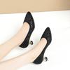 5cm All Match Comfortable Breathable Rhinestone Mesh Leather Shoes Women Pumps 2025 Spring Summer Med Kitten Heels Shoes Office