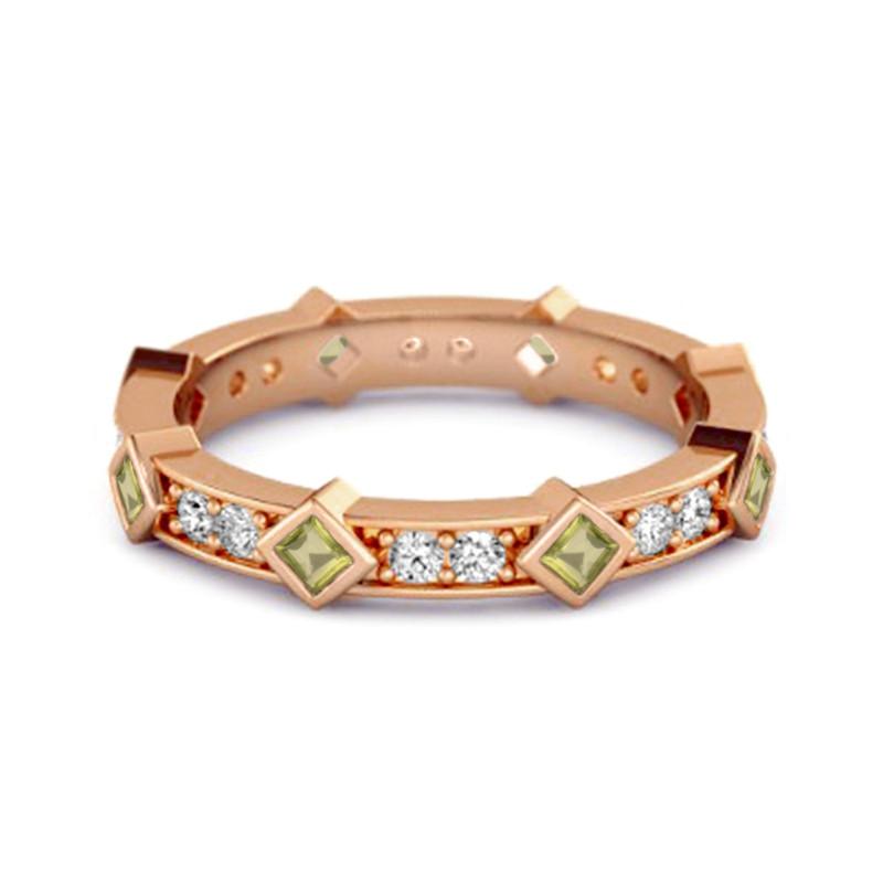 Peridot Eternity Band Ring -925 Sterling Silver Rose Gold Vermeil