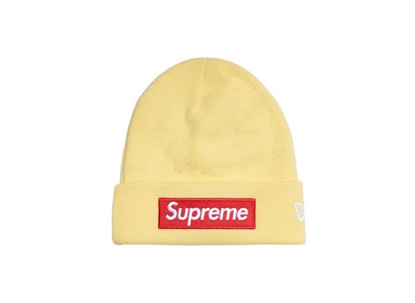 Supreme New Era Box Logo Beanie Pale Yellow One-Size